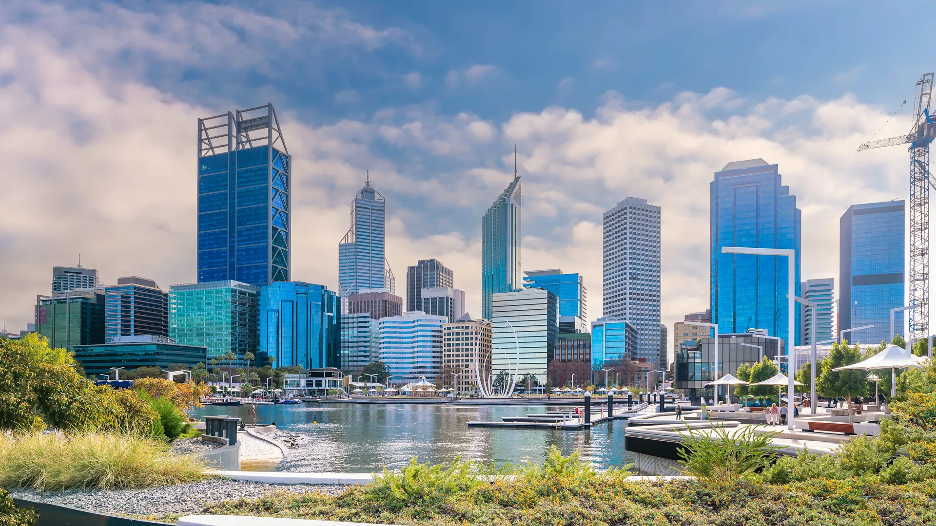 Perth downtown city skyline and commercial buildings, Western Australia