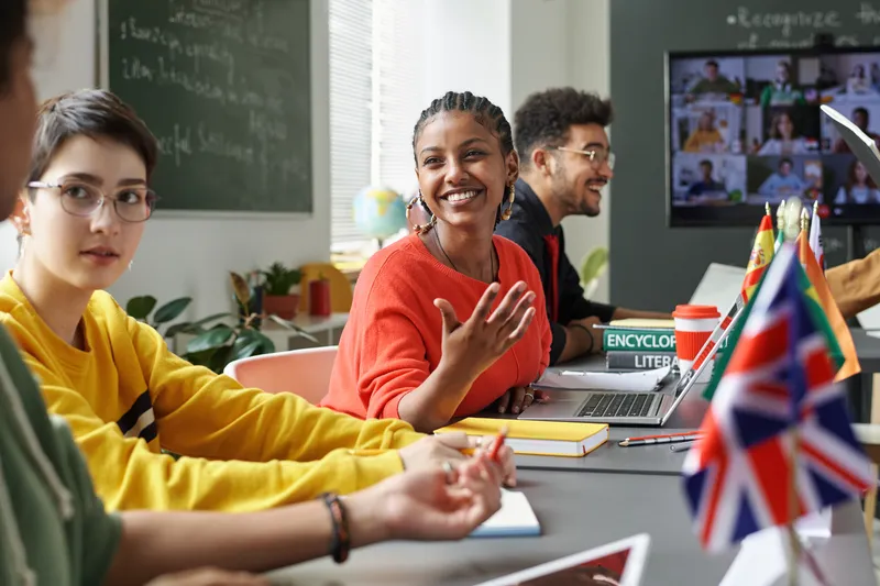 Students in an English language classroom